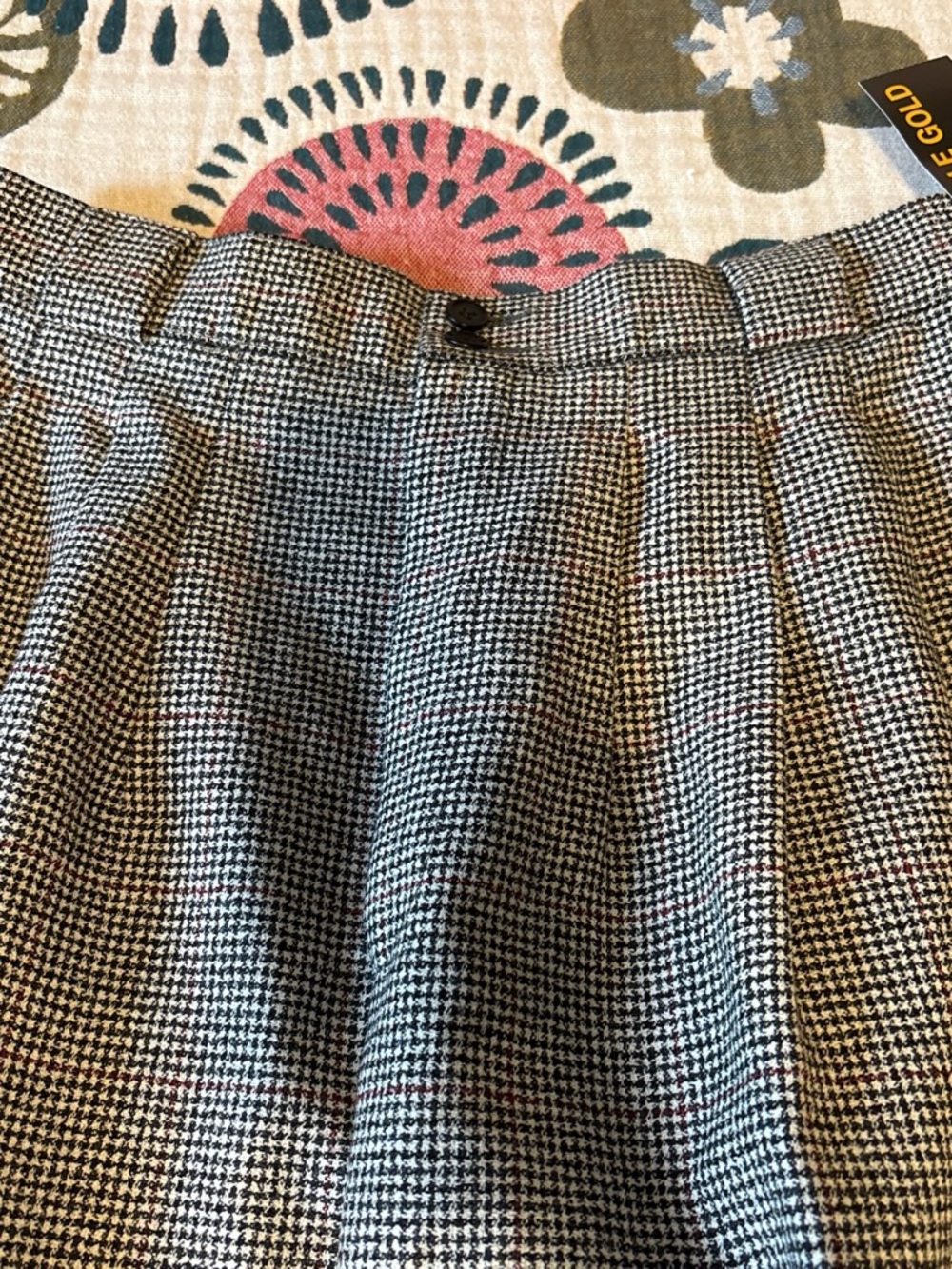 Sant’Angelo wool checkered black and white with red line trousers wide leg - Picture 4 of 4